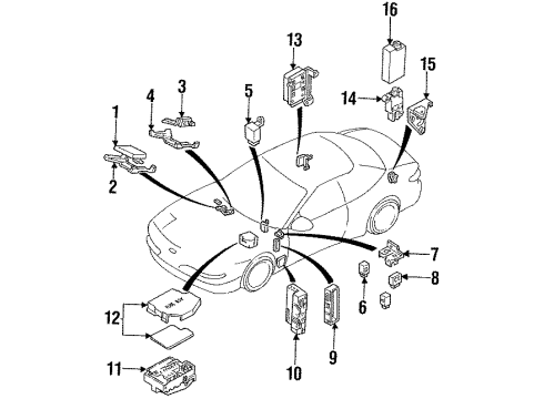 1995 Ford Probe Powertrain Control Throttle Position Sensor Diagram for F32Z9B989A