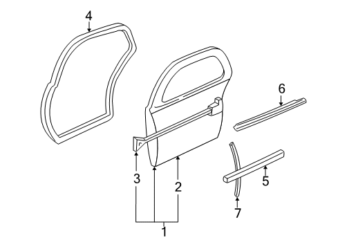 1997 Buick Regal Rear Door Weatherstrip Asm-Rear Side Door <Use 1C5K*Black Diagram for 10420329