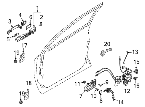 2003 Nissan Murano Front Door - Lock & Hardware Cylinder Set-Door Lock, LH Diagram for H0601-CA00A