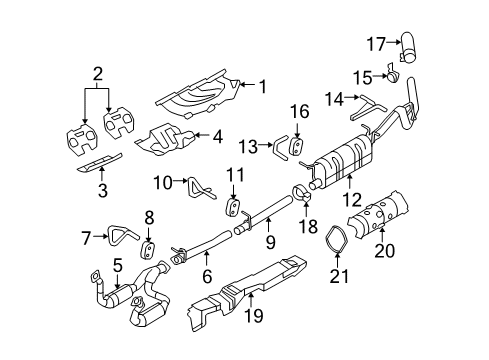 2008 Ford F-250 Super Duty Exhaust Components Intermed Pipe Bracket Diagram for 8C3Z-5A242-XA