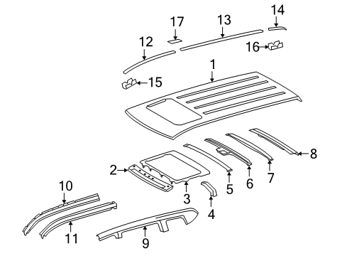 2011 Toyota Highlander Roof & Components Rail Reinforcement Diagram for 61202-48901