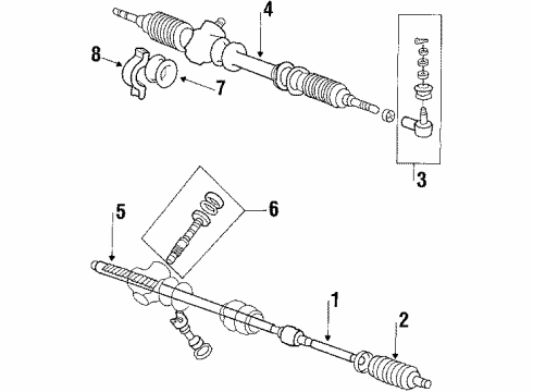 1986 Hyundai Excel Steering Column & Wheel, Steering Gear & Linkage Pinion Assembly-Steering Gear Box Diagram for 56510-21010