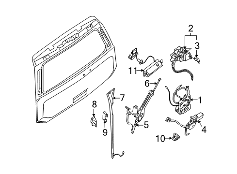 2009 Infiniti QX56 Lift Gate Lock Assy-Back Door Window, Hatch Diagram for 90330-7S600