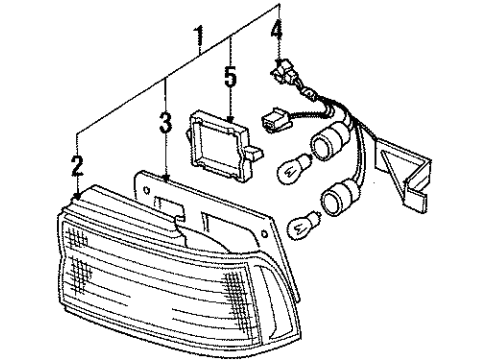 1990 Acura Legend Combination Lamps Wire, Passenger Side Diagram for 33502-SD4-A01