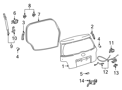 2006 Scion xA Lift Gate Cylinder & Keys Diagram for 69055-52430