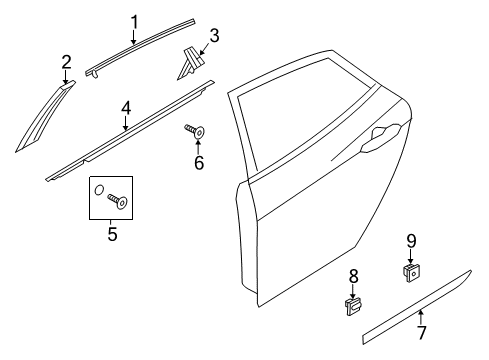 2017 Hyundai Azera Exterior Trim - Rear Door Moulding Assembly-Waist Line Rear Door, RH Diagram for 87722-3V000