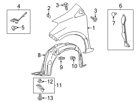 2018 Toyota Yaris Fender & Components Fender Liner Diagram for 53876-0D680