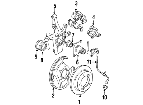 1996 Geo Tracker Front Brakes Shield, Front Brake (RH) Diagram for 30017368