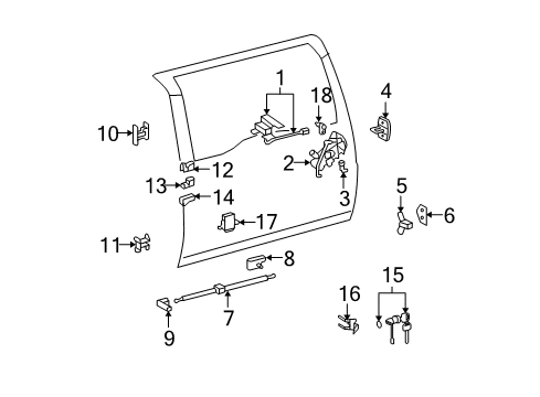 2007 Toyota FJ Cruiser Back Door Hinge Cover Diagram for 68858-35011