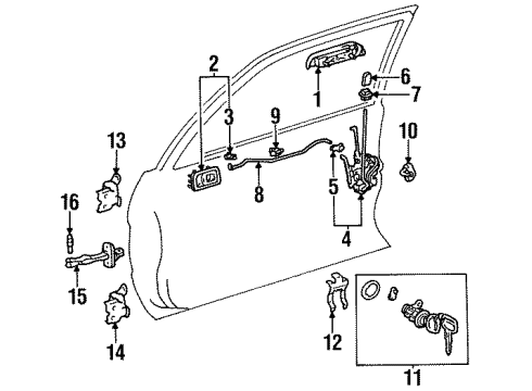 1998 Toyota Tercel Front Door Lock Diagram for 69030-16290