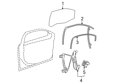 2009 Chevrolet Malibu Front Door Weatherstrip, Front Side Door Window Diagram for 22831428