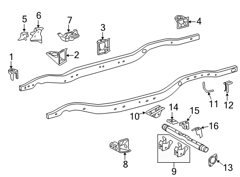 2016 Lexus LX570 Frame & Components Cab Mount Bracket Diagram for 51705-60160