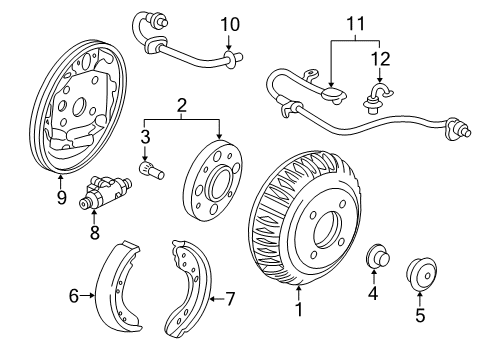 2003 Honda Insight Anti-Lock Brakes Hose Set, Rear Brake Diagram for 01466-S3Y-000