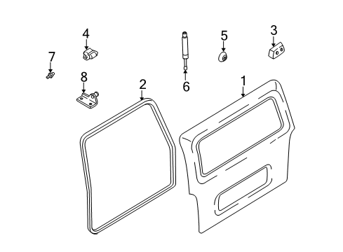 2005 Hyundai Santa Fe Back Glass Panel Assembly-Tail Gate Diagram for 73700-26061