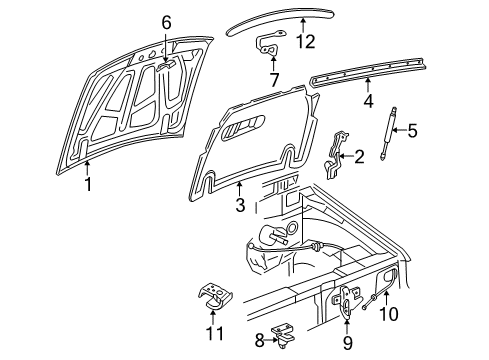 2003 Ford Explorer Sport Trac Hood & Components Support Cylinder Diagram for 1L5Z-16C826-AA