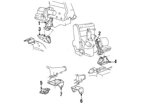 1988 Dodge Dakota Engine & Trans Mounting Bracket Engine SUPT Rear I Diagram for 4412154