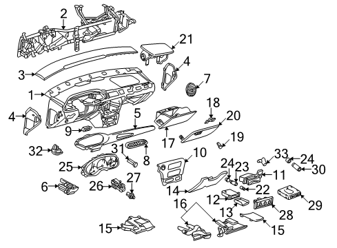 2004 Chevrolet Classic Instrument Panel Cluster Trim Diagram for 22724642