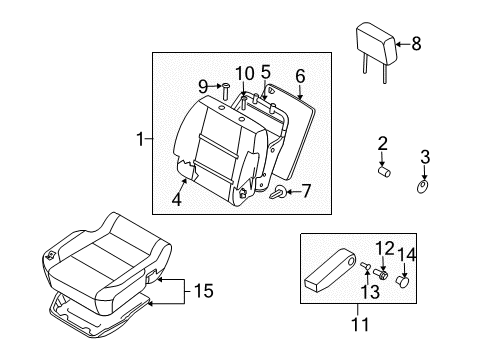 2004 Nissan Pathfinder Armada Passenger Seat Components Cushion Assy-Front Seat Diagram for 87300-7S010