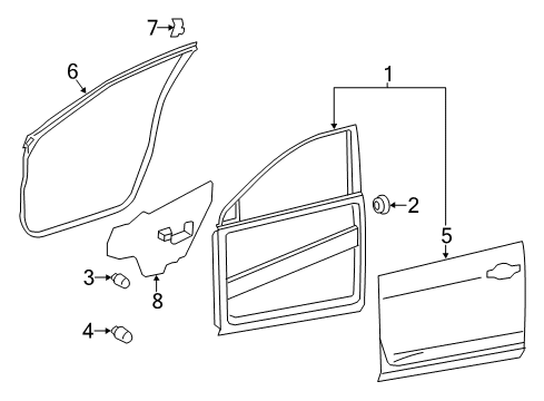 2017 Nissan Rogue Front Door Door Front RH Diagram for 80100-6FL0A