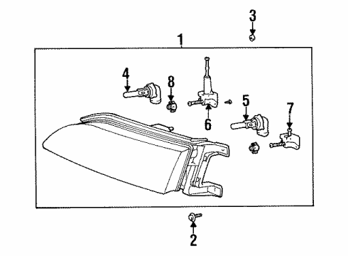 1996 Hyundai Sonata Bulbs Unit-HEADLAMP Adjust Vertical Diagram for 92160-34050