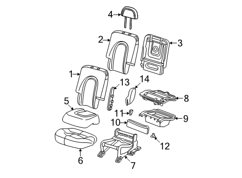 2003 Mercury Mountaineer Rear Seat Components Seat Cushion Diagram for 3L9Z-7863840-BA