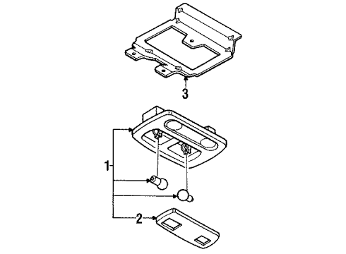 1994 Infiniti G20 Overhead Console Lamp Assembly-Map Off-Black Diagram for 26430-85E02