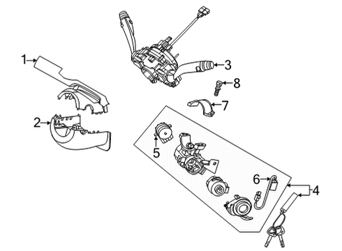 2021 Kia K5 Ignition Lock Steering Key Sub Set Diagram for 81900L3A00