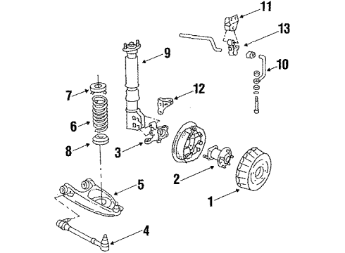 1987 Oldsmobile 98 Rear Brakes Drum, Rear Brake Diagram for 1255496