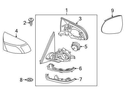 2018 BMW X6 Outside Mirrors Outside Mirror Without Glass Heated Right Diagram for 51168073648