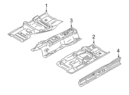 2009 Infiniti M45 Pillars, Rocker & Floor - Floor & Rails SILL Inner RH Diagram for 76450-EH10A