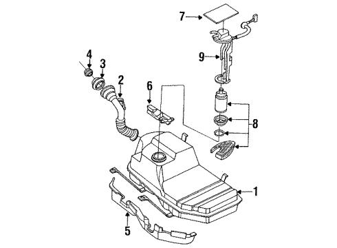 1991 Nissan 240SX Fuel System Components Band Assy-Fuel Tank Mounting Diagram for 17406-35F00