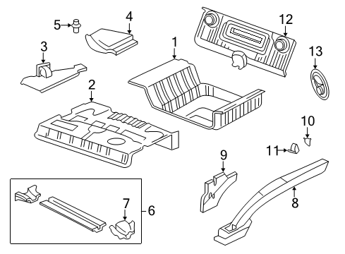 2000 Honda Insight Rear Body - Floor & Rails Base Set, R. RR. Floor Crossmember Diagram for 04650-S3Y-300ZZ