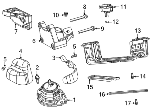 2021 Dodge Durango Engine & Trans Mounting CROSSMEMB-Transmission Diagram for 68308876AB