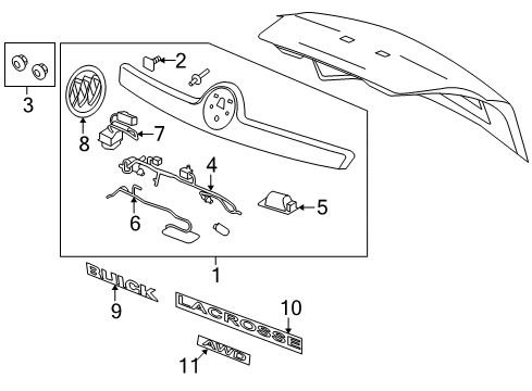 2015 Buick LaCrosse Exterior Trim - Trunk Lid Scoop Nut Diagram for 11611054