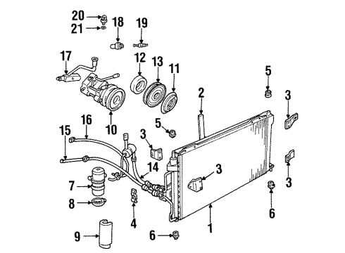 1999 Ford Crown Victoria A/C Condenser, Compressor & Lines Condenser Diagram for XW1Z-19712-AC