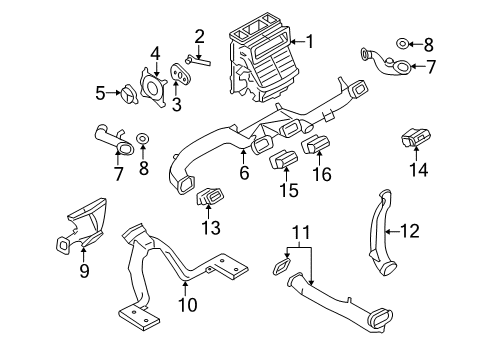 2007 Ford Five Hundred Ducts Rear Duct Diagram for 5F9Z-19B680-BA