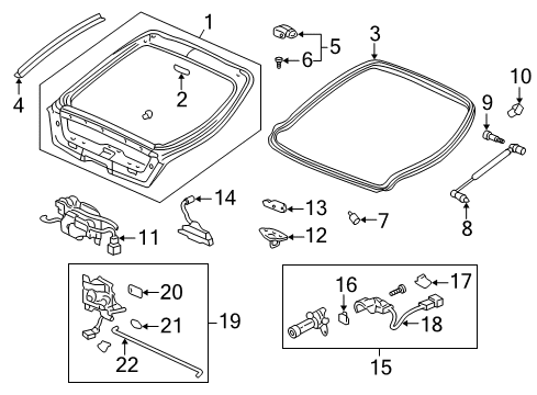 2002 Honda Insight Lift Gate Actuator Assy., Tailgate Opener Diagram for 74840-S3Y-003