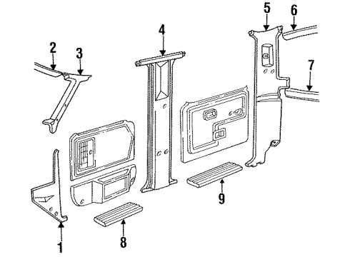 1997 Ford F-350 Interior Trim - Cab Pillar Trim Diagram for F4TZ3524347AAK