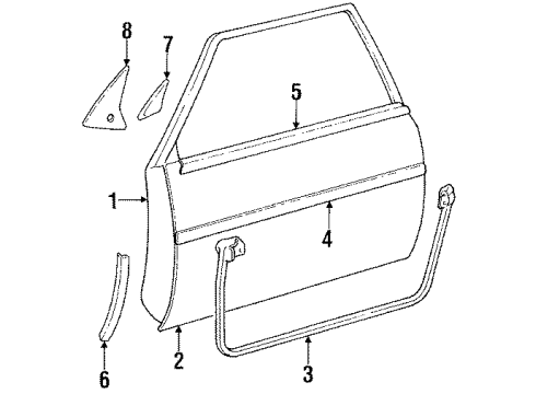 1991 Toyota Supra Door & Components Body Side Molding Diagram for 75732-14221-18