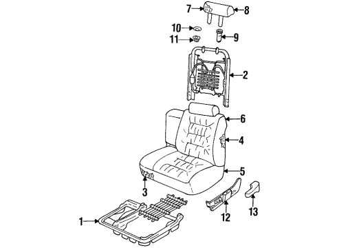 1995 Cadillac DeVille Front Seat Components Ret-P & Driver Seat Head Restraint Cap * Diagram for 20623479