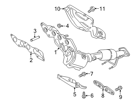 2019 Ford Fusion Exhaust Manifold Front Support Screw Diagram for -W500032-S442M