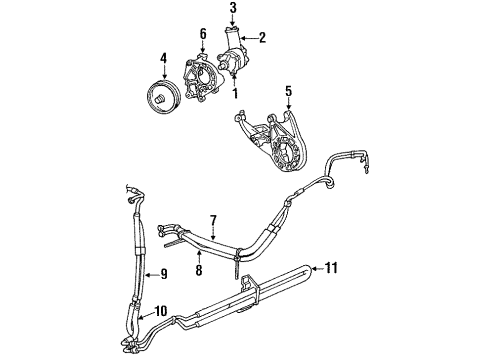 1995 Ford Windstar P/S Pump & Hoses, Steering Gear & Linkage Upper Return Hose Diagram for F88Z-3A713-CA