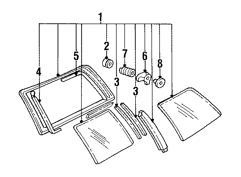 1994 GMC Jimmy Quarter Panel - Glass & Hardware Handle-Sliding Side Window Diagram for 14071869