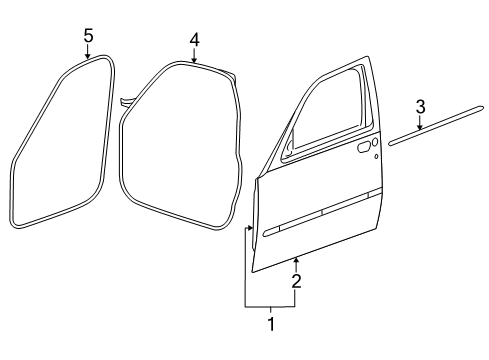 2012 Jeep Liberty Front Door WEATHERSTRIP-Front Door Mounted Diagram for 68045968AA