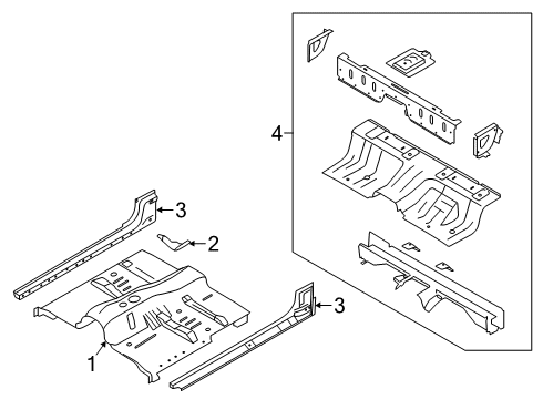 2021 Ford Ranger Floor Rear Floor Pan Diagram for KB3Z-2110020-A