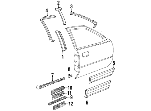 1992 Pontiac Bonneville Exterior Trim - Front Door Applique-Front Side Door Window Frame Rear Diagram for 25638238