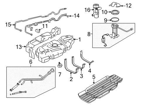 2007 Ford Expedition Fuel System Components Filler Pipe Diagram for 7L1Z-9034-A
