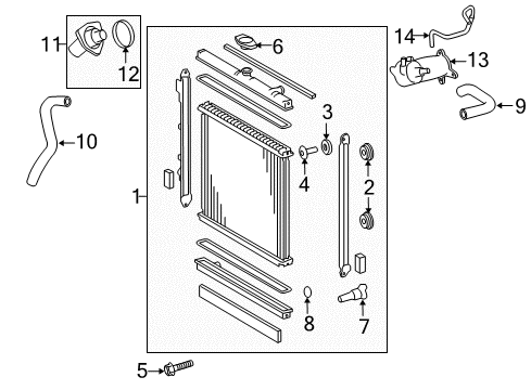 2015 Lexus LX570 Radiator & Components Collar, Radiator Diagram for 16445-31570