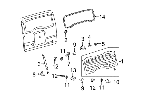 2013 Toyota FJ Cruiser Back Door Door Shell Cushion Diagram for 90541-12012