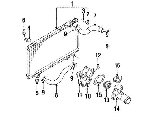 1997 Chrysler Sebring Radiator & Components THRMOSTAT-Water Pump Diagram for 4573560AE
